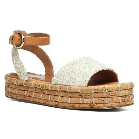 Joie Shoes - Joie Natural Cork Platform Sandals with Tan Ankle Strap